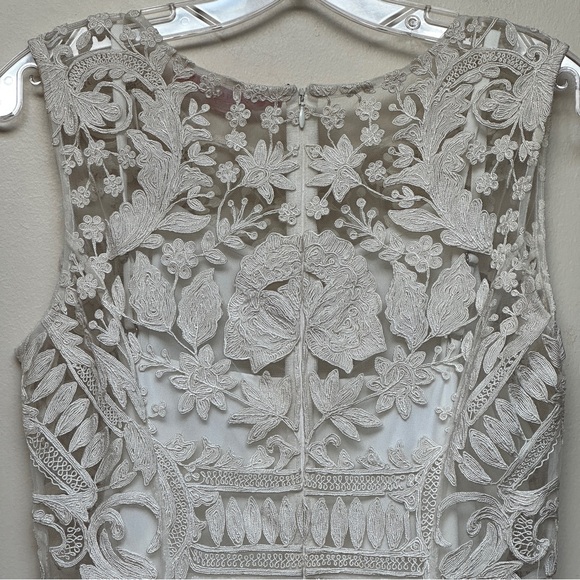 Pankaj & Nidhi White Lace Overlay Mini Dress Sheath Size 4 - Picture 5 of 13